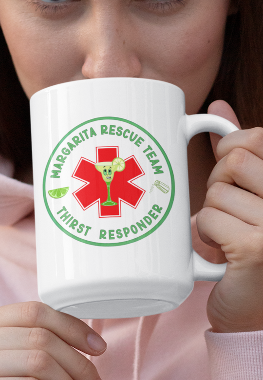 Margarita Rescue Team - Thirst Responder©  15oz WHITE Mug and Coaster