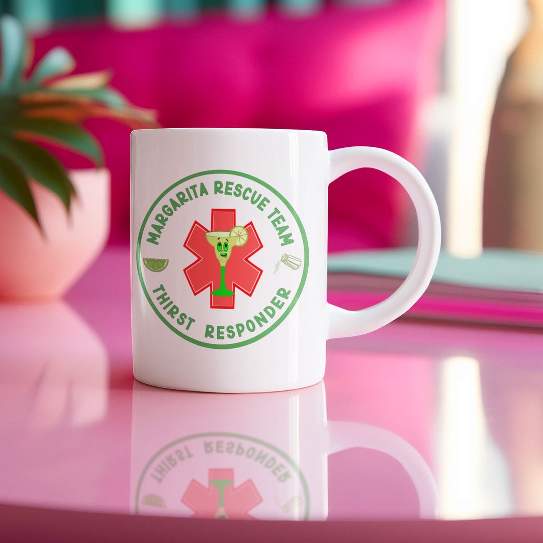 Margarita Rescue Team - Thirst Responder©  15oz WHITE Mug and Coaster