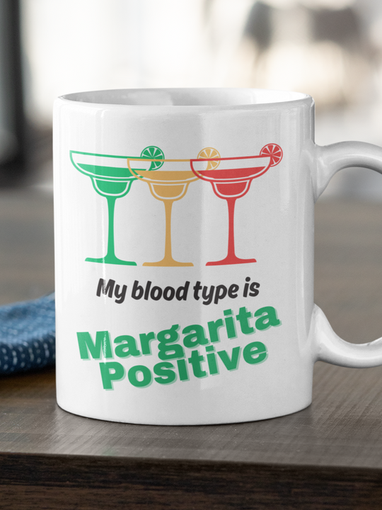 MUG and COASTER- Margarita Positive 15 oz WHITE