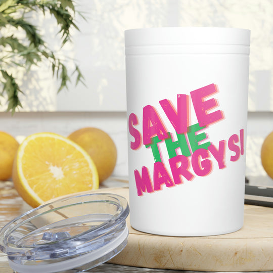 TUMBLER - Save The Margys  - Vacuum Insulated Tumbler, 11oz WHITE